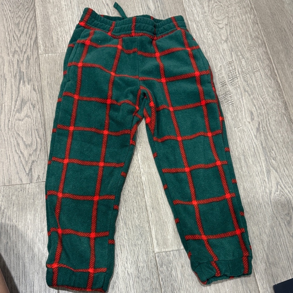 Mini Rodini Green Joggers with Red Windowpane Plaid